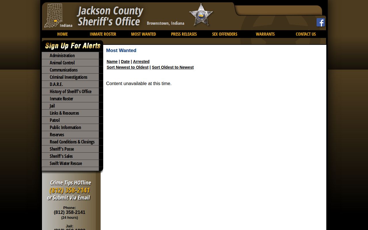 Jackson County official wanted-fugitives interface