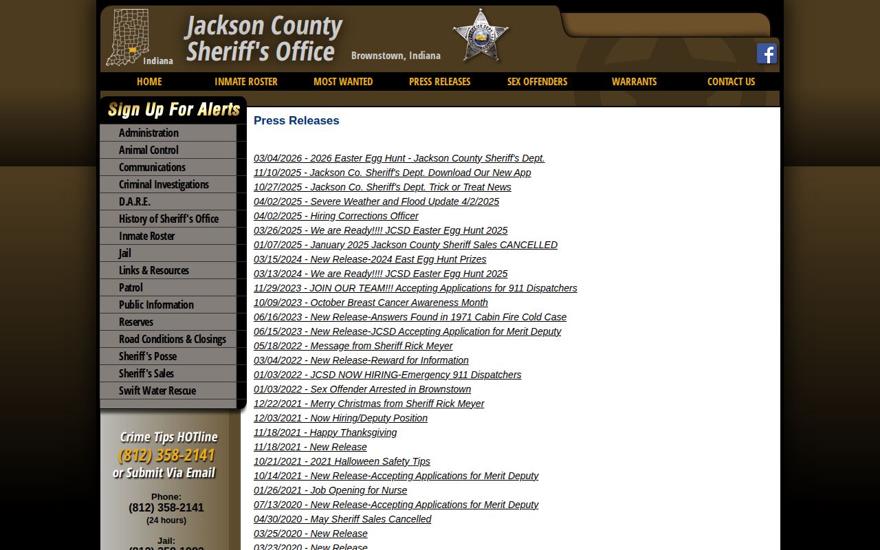 Jackson County sheriff official arrest-news press archive